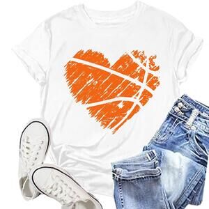 Newka Baseball Shirt Women Funny Game Day T-Shirts Cute Baseball Heart Tee Tops
